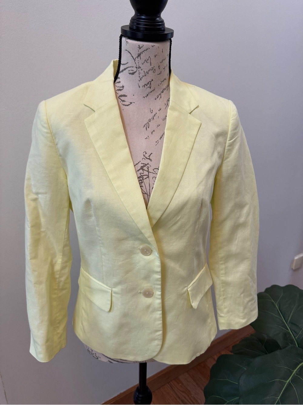 Banana Republic Linen Blazer Jacket Pale Yellow Size 8